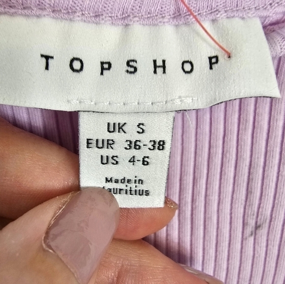 Topshop Size 4-6 Square Neck Ribbed Cropped Top NWT in Lavender - Picture 6 of 8